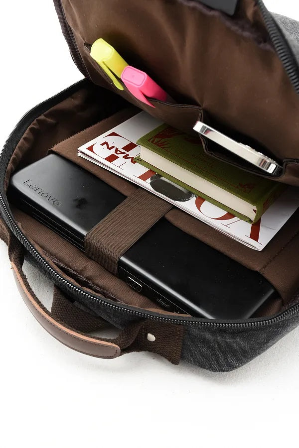 XAFITI Vintage Canvas Fabric Rucksack Multi-Function Backpack (Blue)