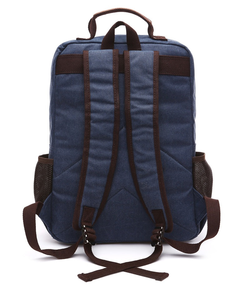 XAFITI Vintage Canvas Fabric Rucksack Multi-Function Backpack (Blue)