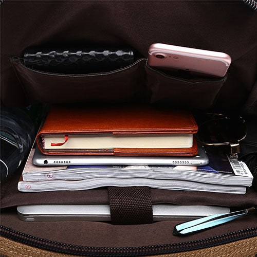 XAFITI Vintage Canvas Fabric Rucksack Multi-Function Backpack (Blue)