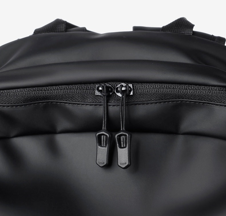 New Waterproof Sleek Minimalist PU Leather Backpack (Black)