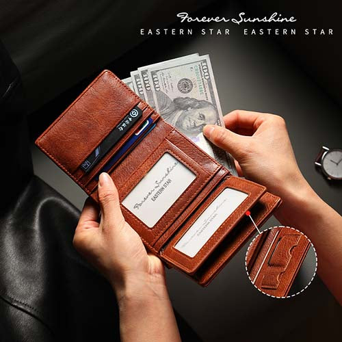EASTERN STAR Men’s Leather Wallet (Brown)
