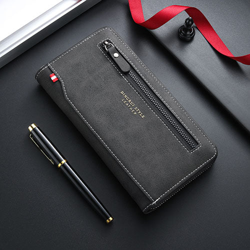 Long Men Wallet Coin Purse Phone Money Clutch Bag for Business Card Holder (Black)
