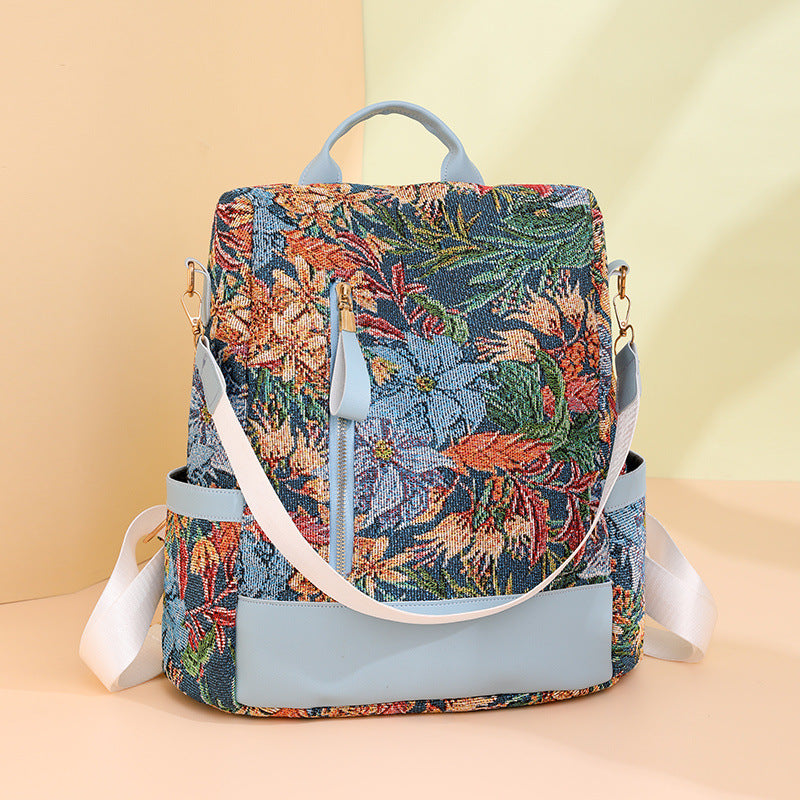 Lightweight Classic Backpack Floral Graphic Women’s Backpack (Royal Blue)