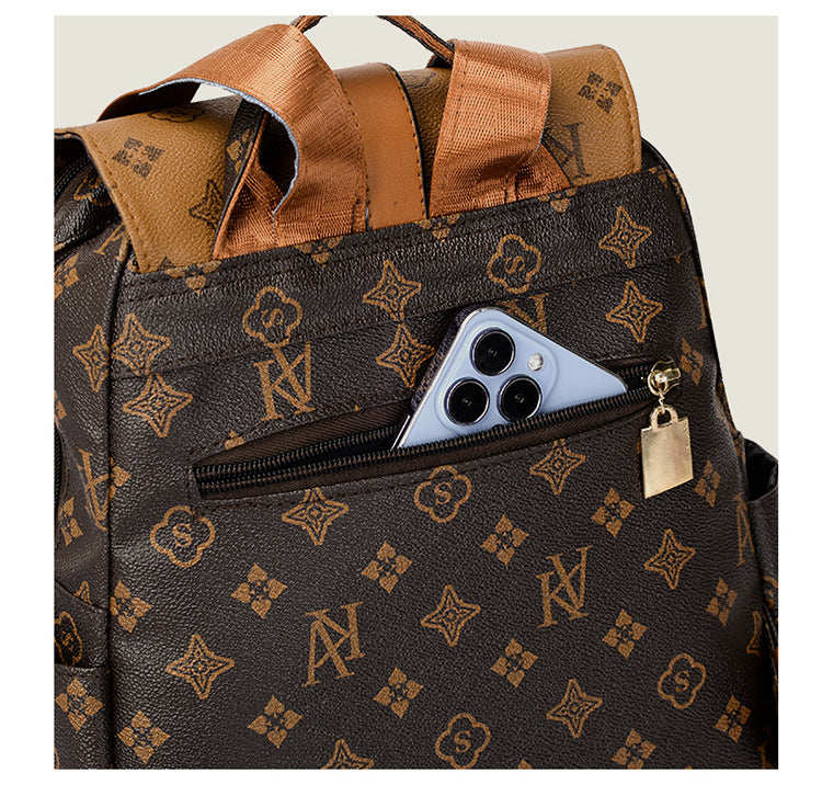 Retro Casual Versatile PU Leather Women’s Backpack (Brown)