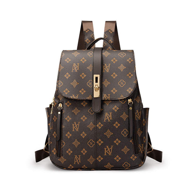 Retro Casual Versatile PU Leather Women’s Backpack (Coffee)