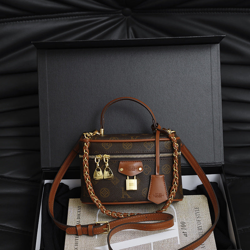 Trendy Retro Small Square Women’s Handbag (Old flower coffee)