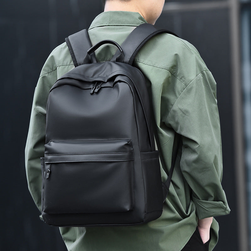 New Waterproof Sleek Minimalist PU Leather Backpack (Black)