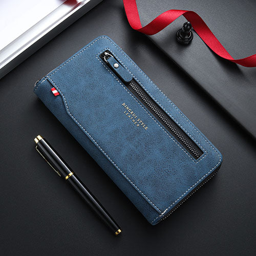Long Men Wallet Coin Purse Phone Money Clutch Bag for Business Card Holder (Blue)