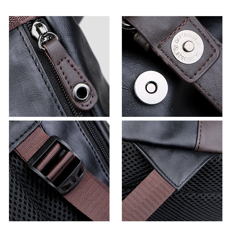 Vintage Style Leather Large Commute Casual Men's Backpack