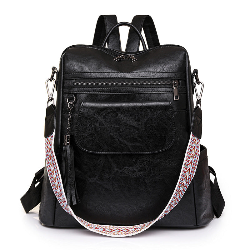 Luxury Designer Large Capacity Leather Women’s Backpack (Black)