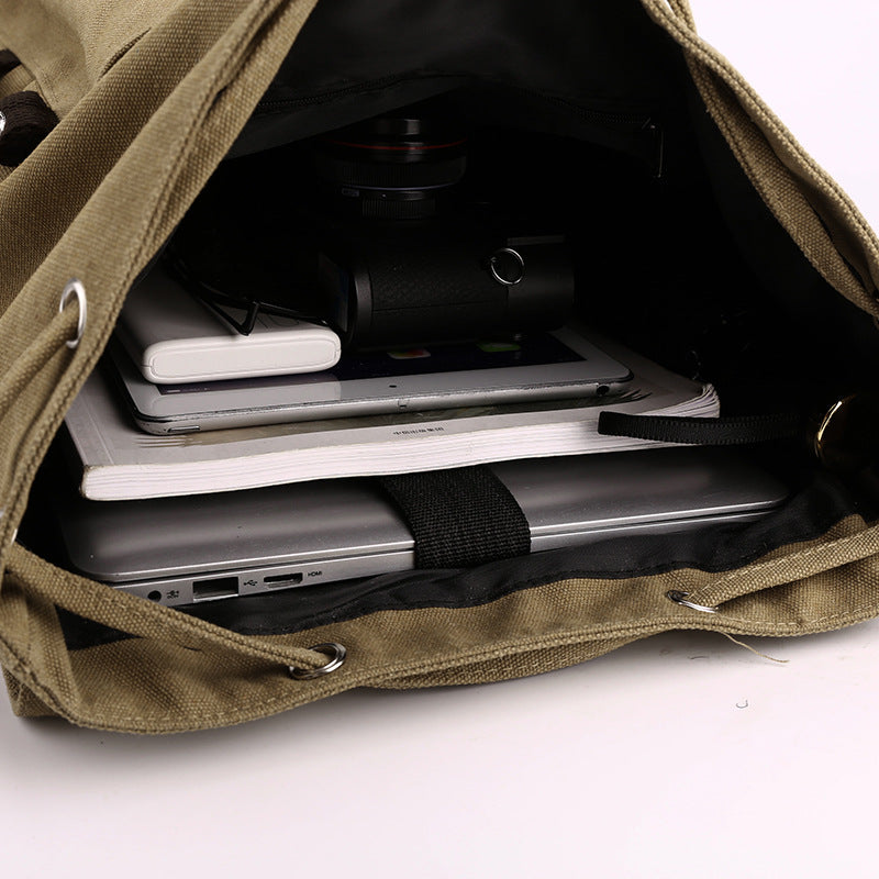 New Vintage Canvas Fabric Rucksack Men's Backpack (Brown)