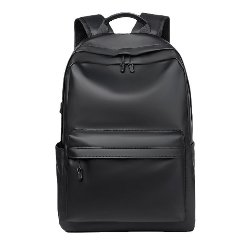 New Waterproof Sleek Minimalist PU Leather Backpack (Black)