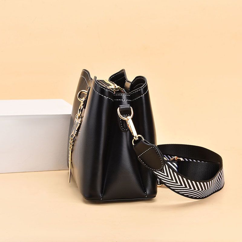 Multi-Layer PU Leather Women's Handbag (Black)