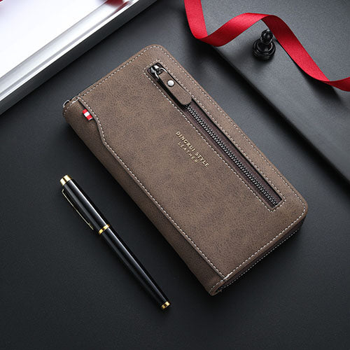 Long Men Wallet Coin Purse Phone Money Clutch Bag for Business Card Holder (Brown)