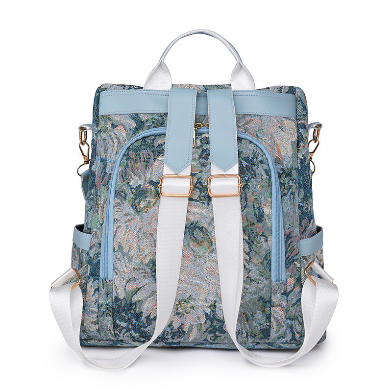 Lightweight Medium Classic Backpack Floral Graphic Women’s Backpack (Blue)