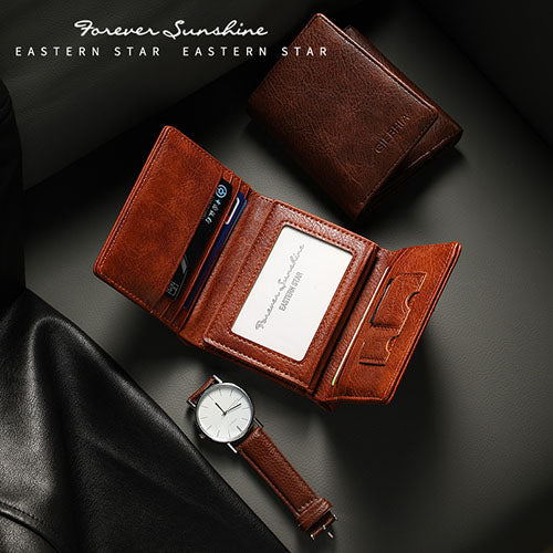 EASTERN STAR Men’s Leather Wallet (Brown)