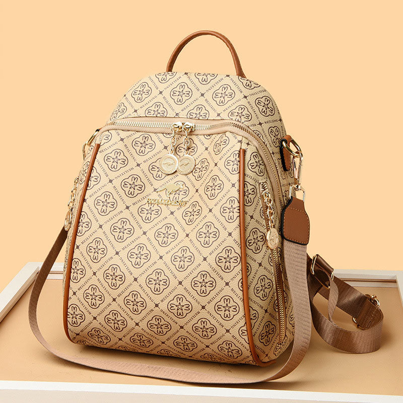 Kangaroo New Vintage Leather Women’s Backpack (Khaki)