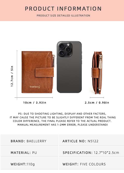 Baellerry Multifunctional Leather Men’s Wallet (Brown)