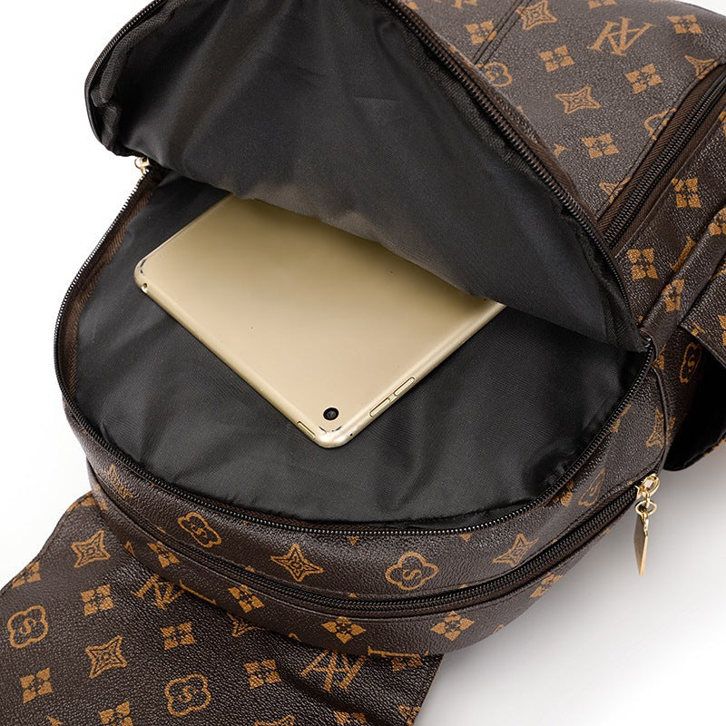 Retro Casual Versatile PU Leather Women’s Backpack (Coffee)