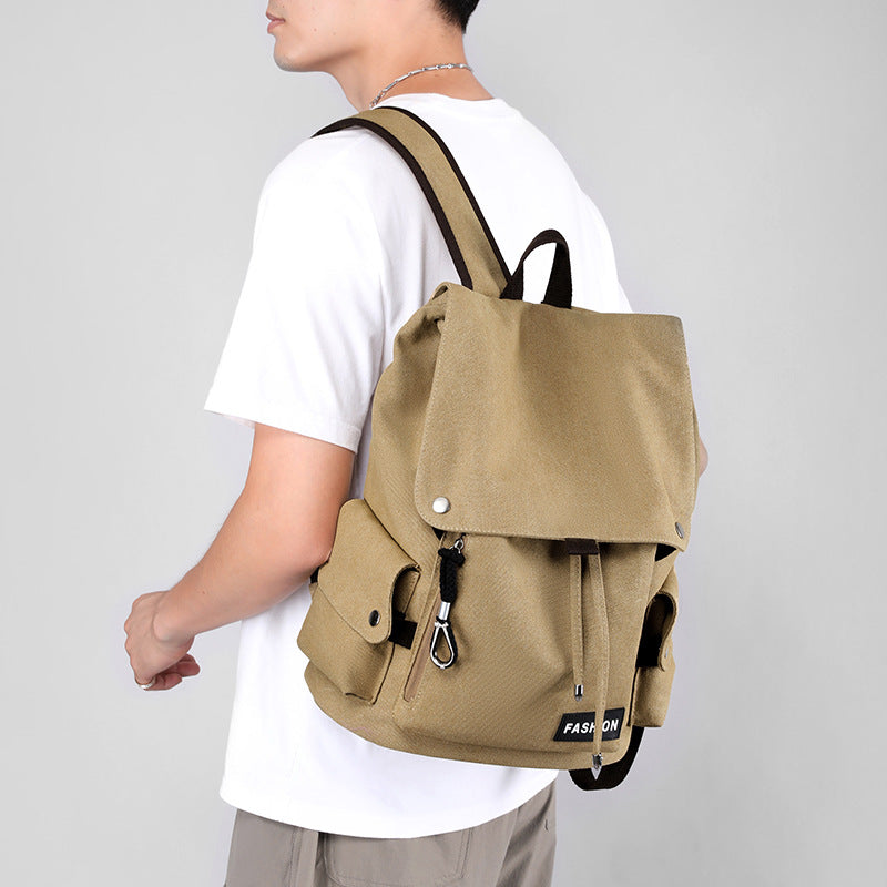 New Vintage Canvas Fabric Rucksack Men's Backpack (Brown)