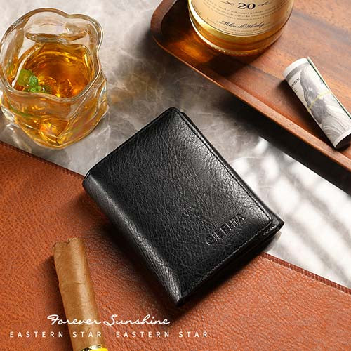 EASTERN STAR Men’s Leather Wallet (Black)