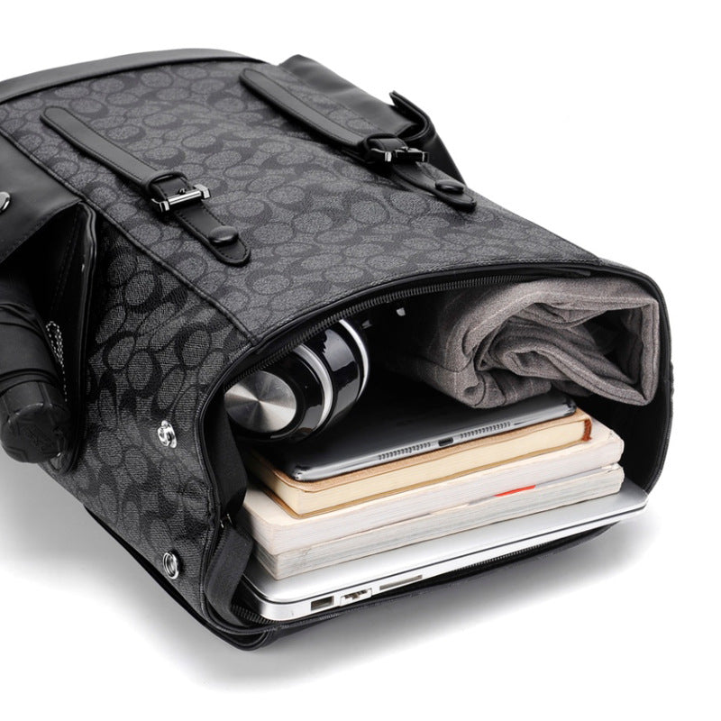 Chuang Kehe Checkered Flap Fashionable Premium Backpack (Plaid Black)