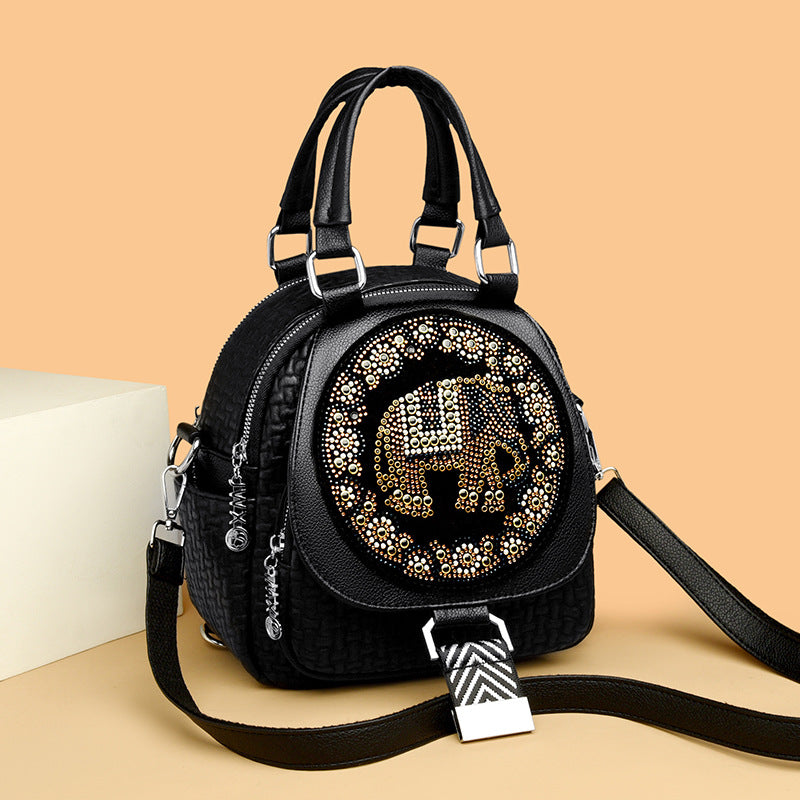 Rhinestone Elephant Embellishment Mini PU Leather Women's Backpack