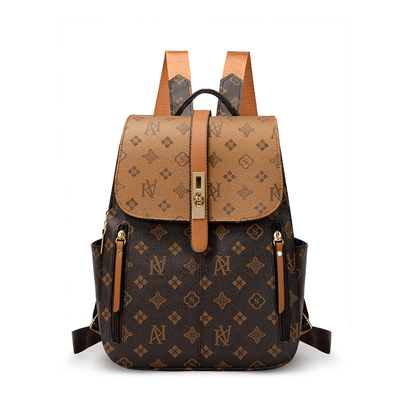 Retro Casual Versatile PU Leather Women’s Backpack (Brown)