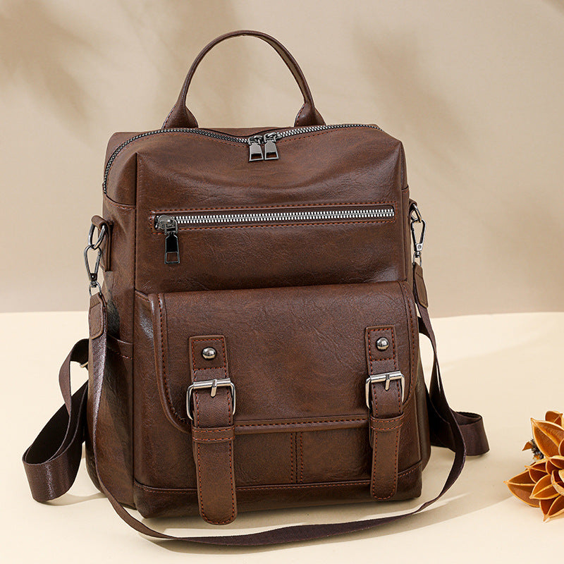 JIAERDI Vintage Retro Simple Fashion Women's Backpack (Brown)