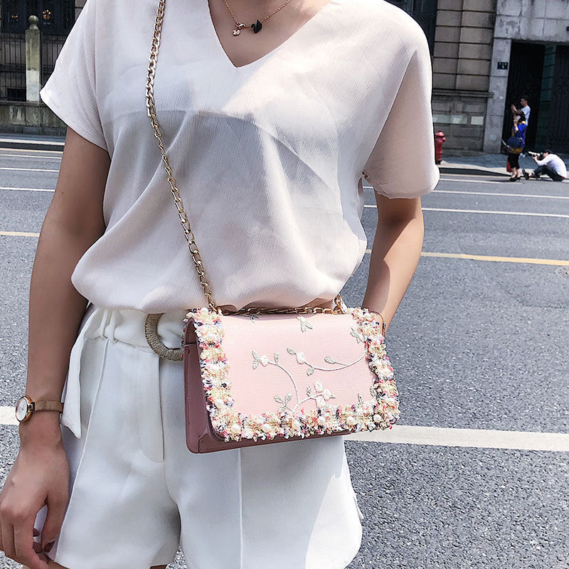 New Pearl Floral Trendy Women’s Handbag (Pink)