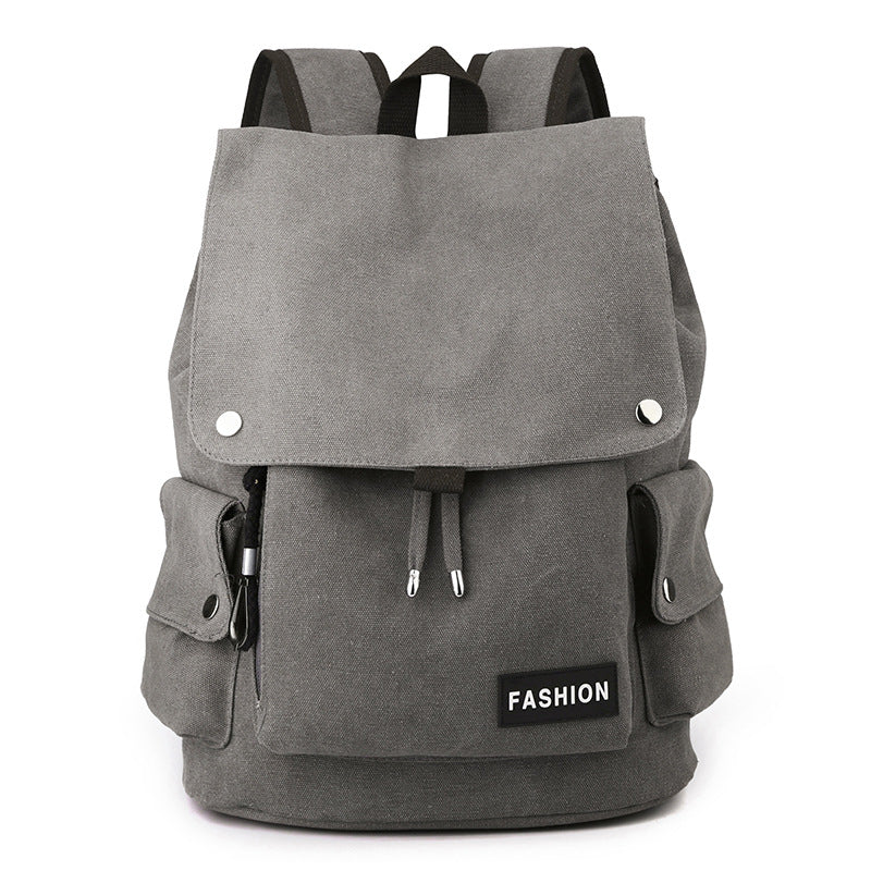 New Vintage Canvas Fabric Rucksack Men's Backpack (Grey)