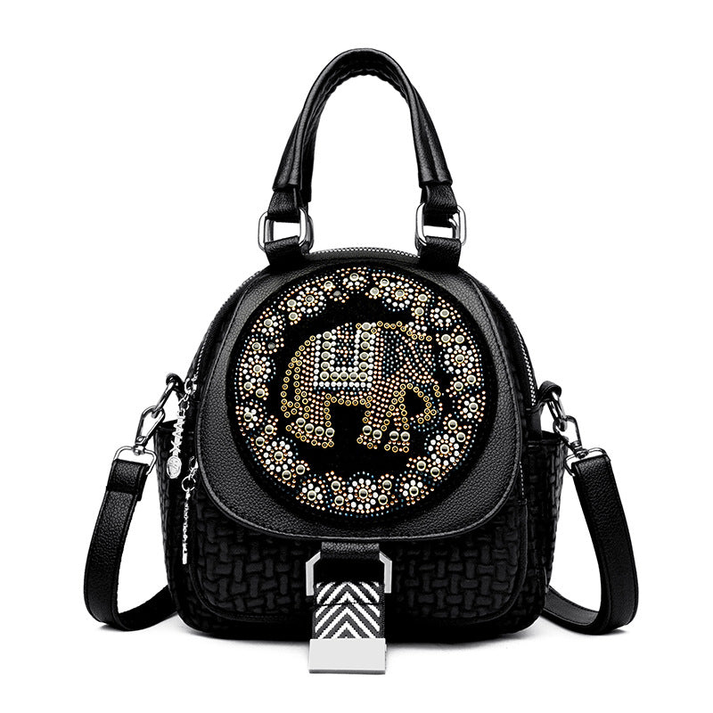 Rhinestone Elephant Embellishment Mini PU Leather Women's Backpack
