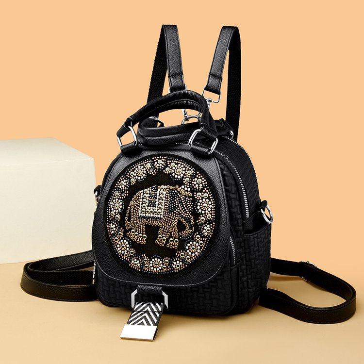 Rhinestone Elephant Embellishment Mini PU Leather Women's Backpack