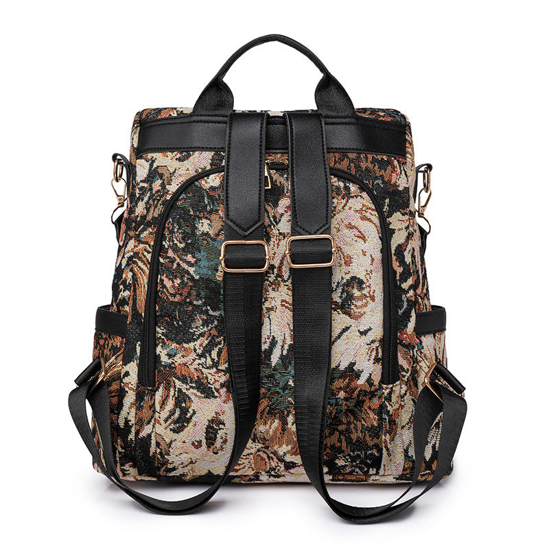 Lightweight Classic Floral Graphic Women’s Backpack (Brown)