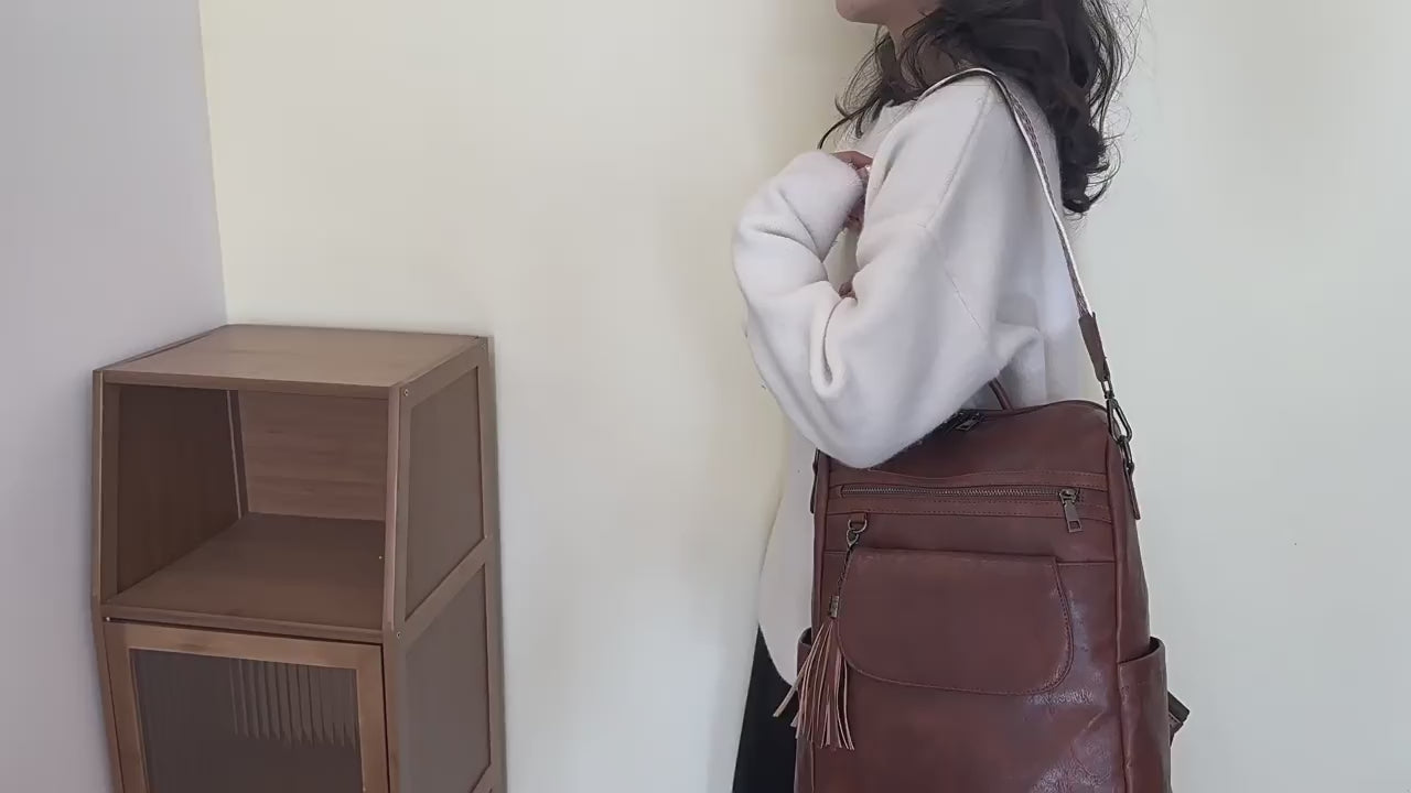 Luxury Designer Large Capacity Leather Women’s Backpack (Black)