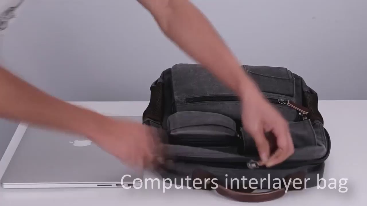 XAFITI Vintage Canvas Fabric Rucksack Multi-Function Backpack (Blue)