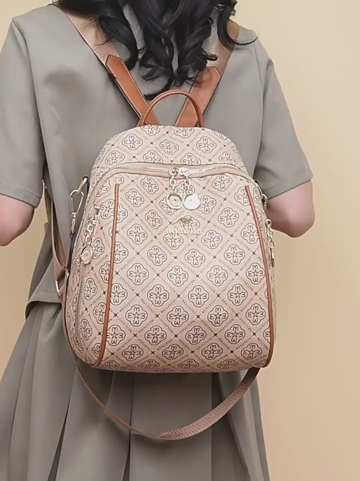 Kangaroo New Vintage Leather Women’s Backpack (Khaki)