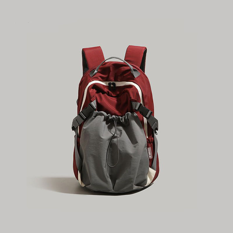 Daily Commute Casual Travel Unisex Color Block Backpack (Red)