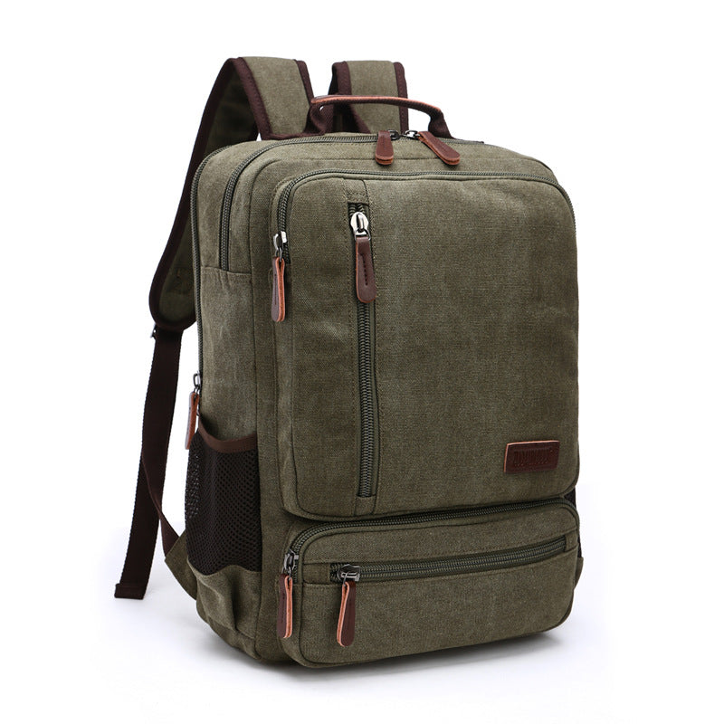 Green Vintage Rugged Canvas Fabric Backpack
