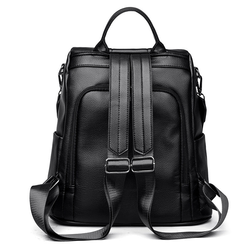 Black PU leather Anti-Theft Women's Backpack - Image 5