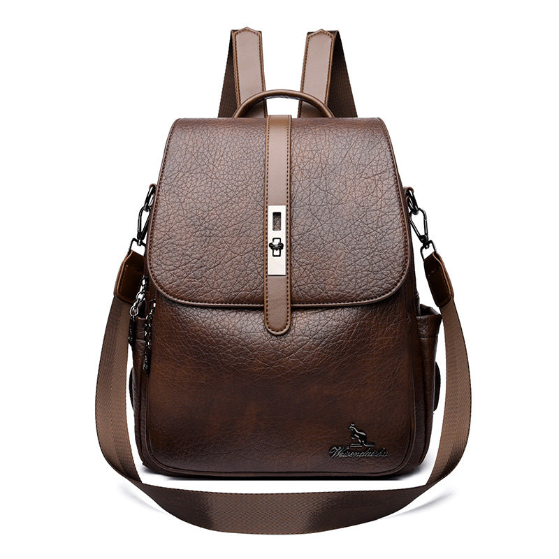 Brown Vintage Women's Soft Leather Backpack - Image 3
