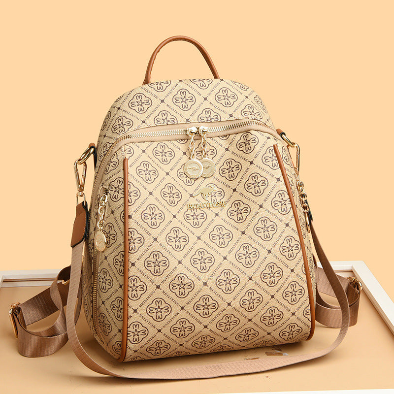 Khaki Diamond Flower Women’s Backpack - Image 2
