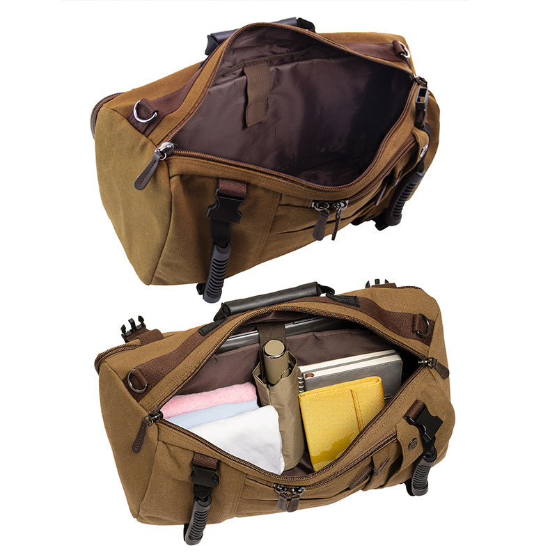 Black Canvas Travel Backpack Multi-Functional Bag - Image 4