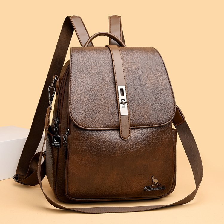 Brown Vintage Women's Soft Leather Backpack - Image 2