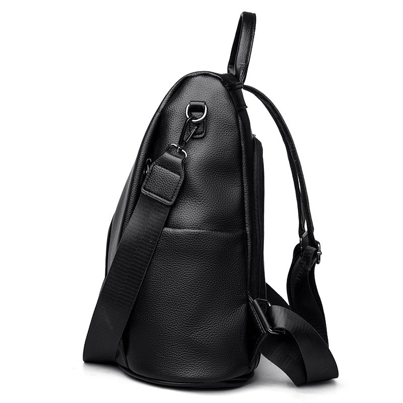 Black PU leather Anti-Theft Women's Backpack - Image 3
