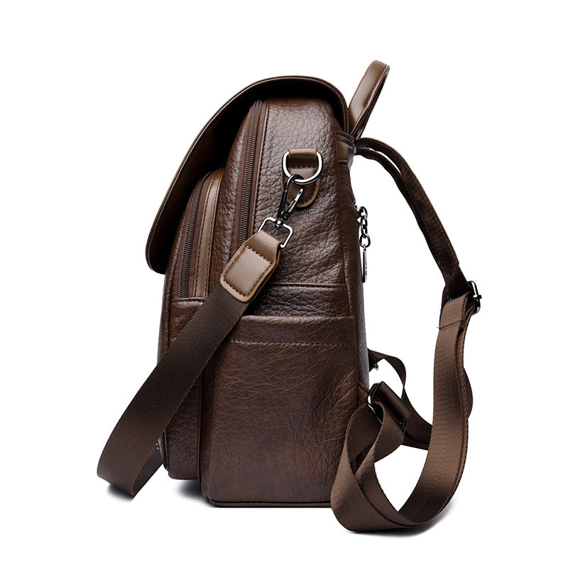 Brown Vintage Women's Soft Leather Backpack - Image 5