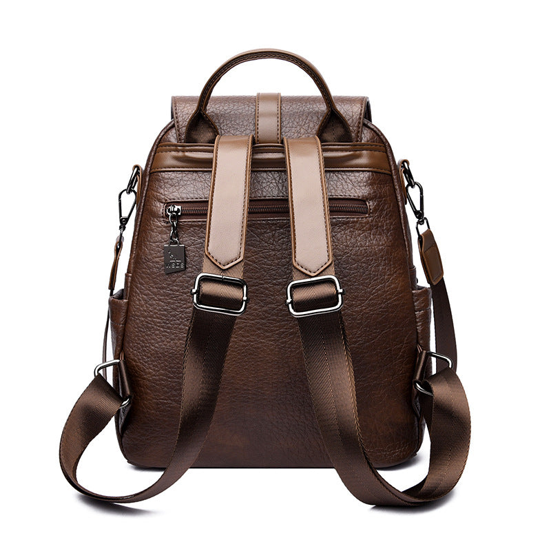 Brown Vintage Women's Soft Leather Backpack - Image 6