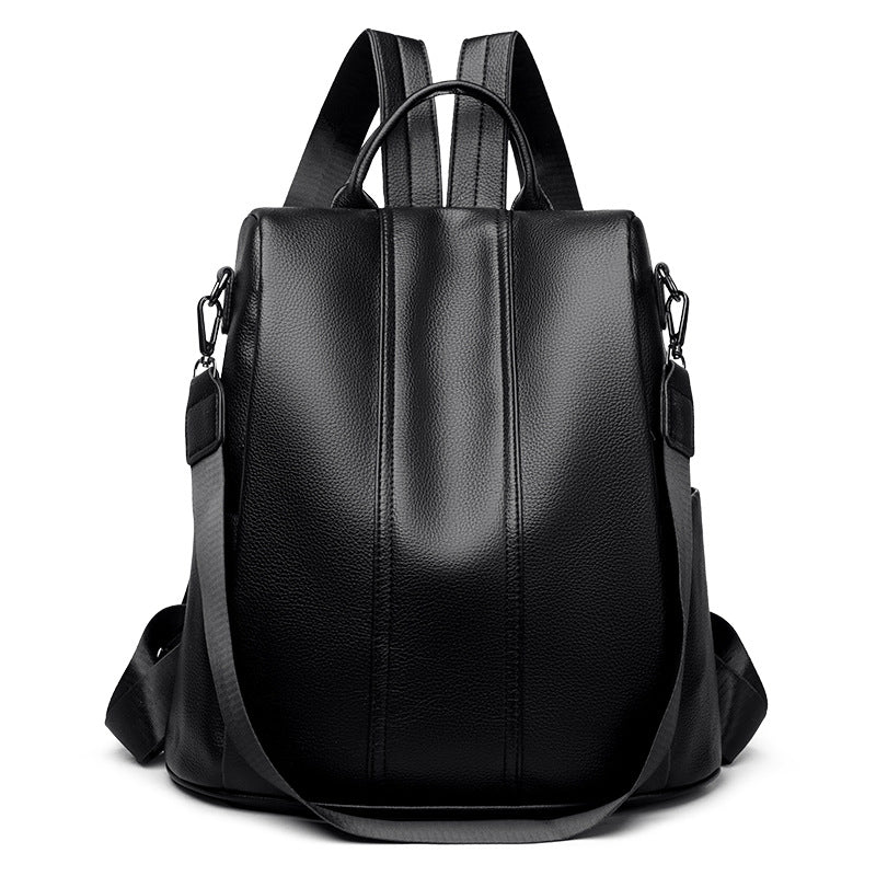 Black PU leather Anti-Theft Women's Backpack - Image 2