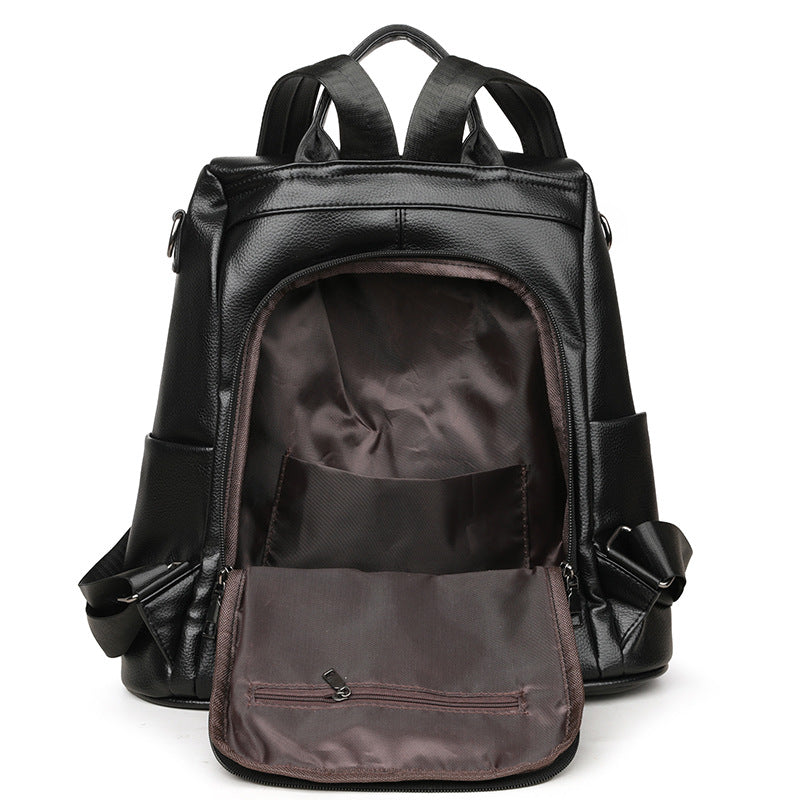 Black PU leather Anti-Theft Women's Backpack - Image 6